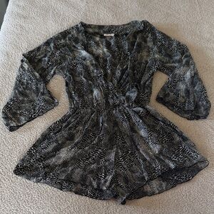 Khush Bohemian Black and Cream Patterned Romper Large